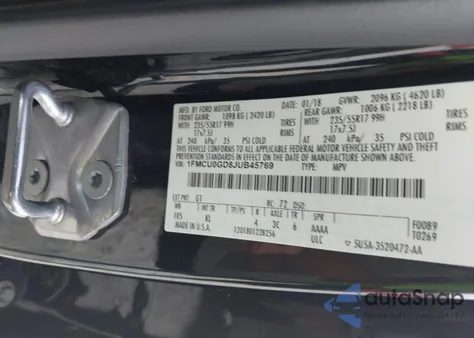 2018 Ford Escape Se из США, поврежденный, VIN 1FMCU0GD8JUB45769